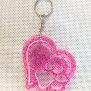 Tharels Designs -Heart Pawprint Pink blueKeychains